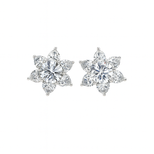 Heart & Round Lab-Grown Diamond Stud Earrings