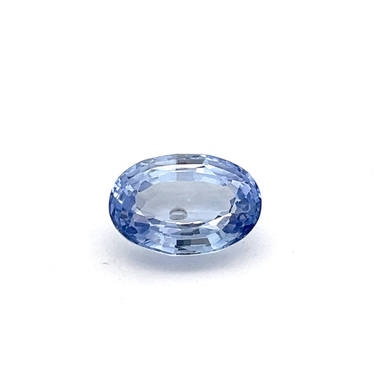 Light Blue 8.65ct oval gemstone on a white background