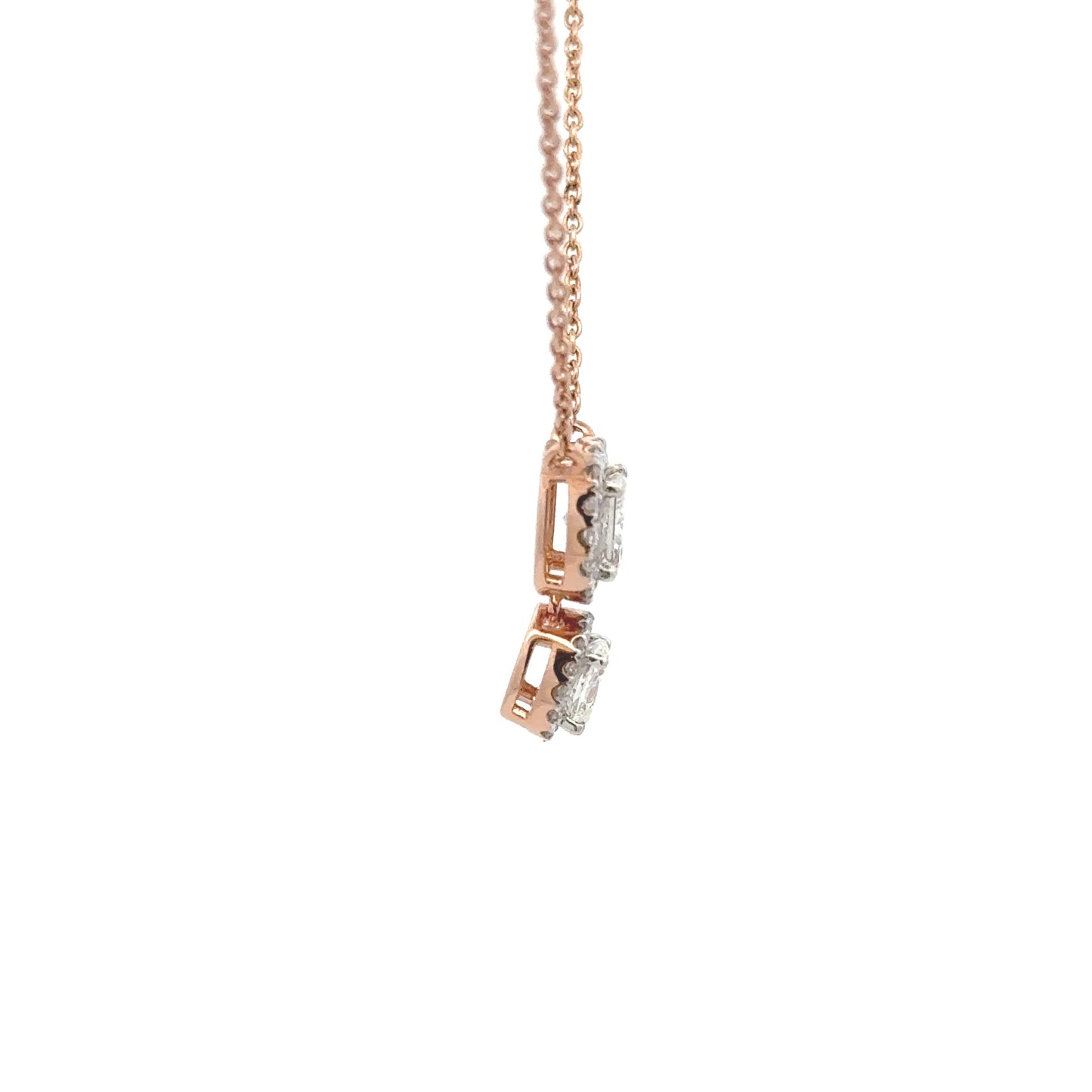 Cuhion & Princess Lab-grown Diamond Pendant In 14k Gold