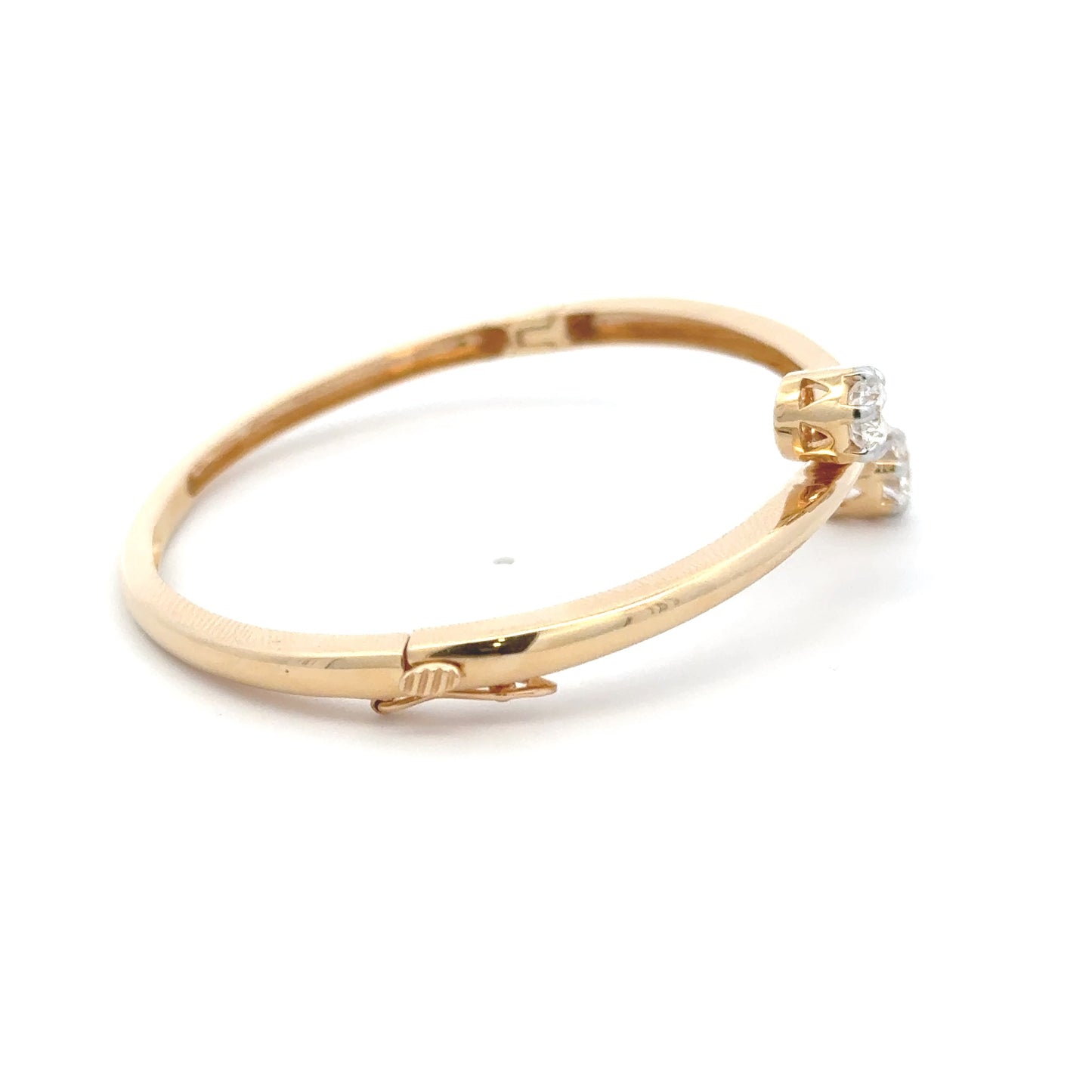 Double Round Lab Grown Diamond Cuff Bracelet in 14k Yellow Gold