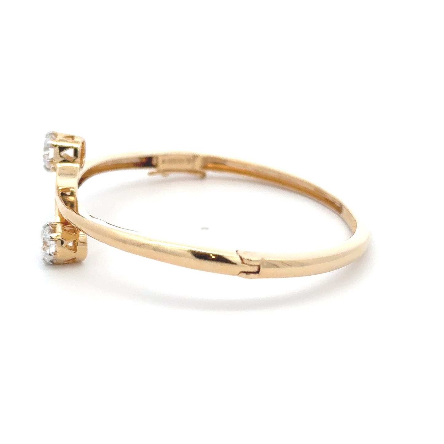 Double Round Lab Grown Diamond Cuff Bracelet in 14k Yellow Gold