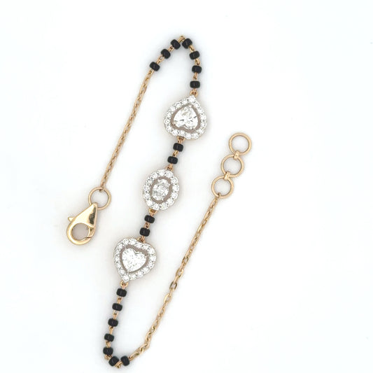 Heart Halo lab Diamond Mangalsutra Bracelet in in 14k Gold