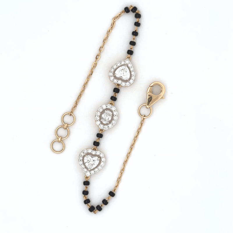 Heart Halo lab Diamond Mangalsutra Bracelet in in 14k Gold