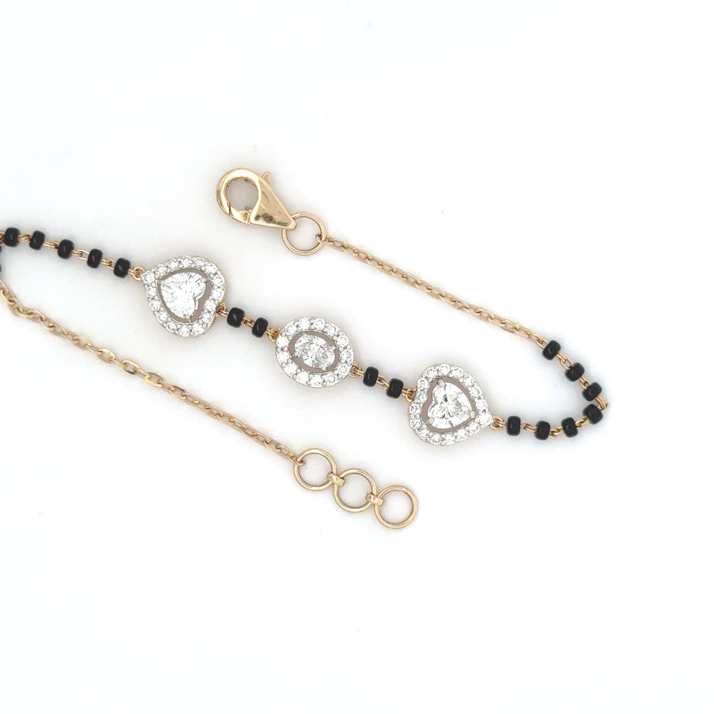 Heart Halo lab Diamond Mangalsutra Bracelet in in 14k Gold