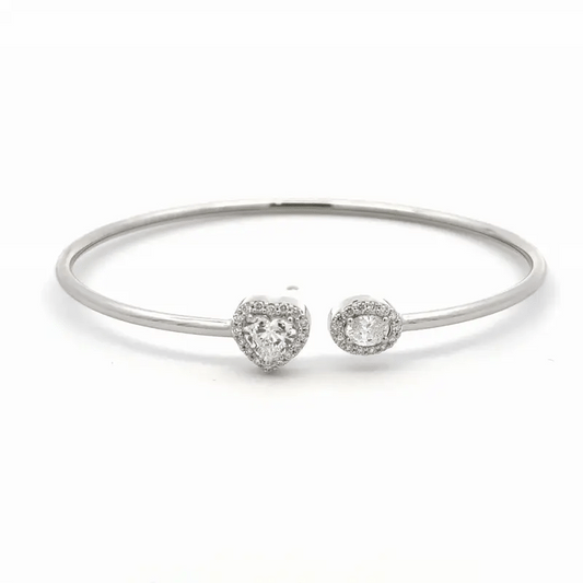 Heart & Oval Lab-Grown Diamond 14K Gold IGI Certified Cuff Bracelet