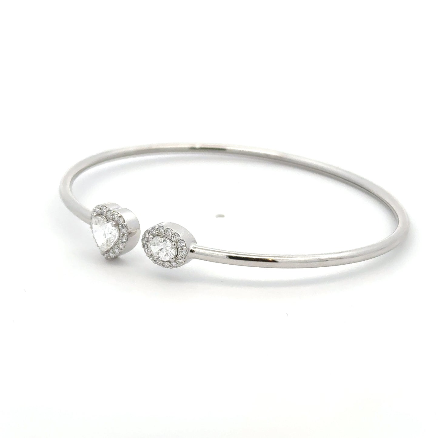Heart & Oval Lab-Grown Diamond 14K Gold IGI Certified Cuff Bracelet