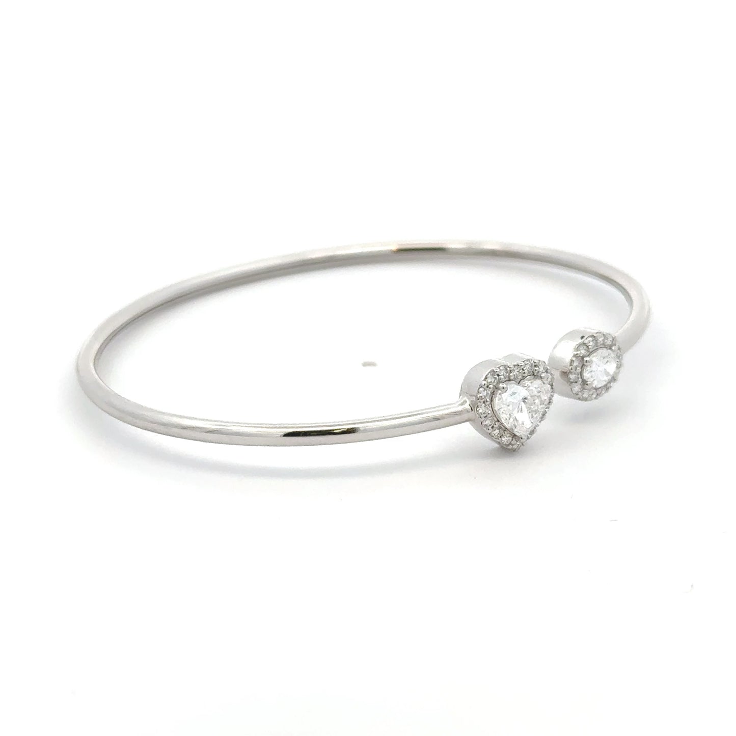 Heart & Oval Lab-Grown Diamond 14K Gold IGI Certified Cuff Bracelet