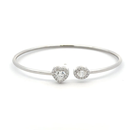 Heart & Oval Lab-Grown Diamond 14K Gold IGI Certified Cuff Bracelet