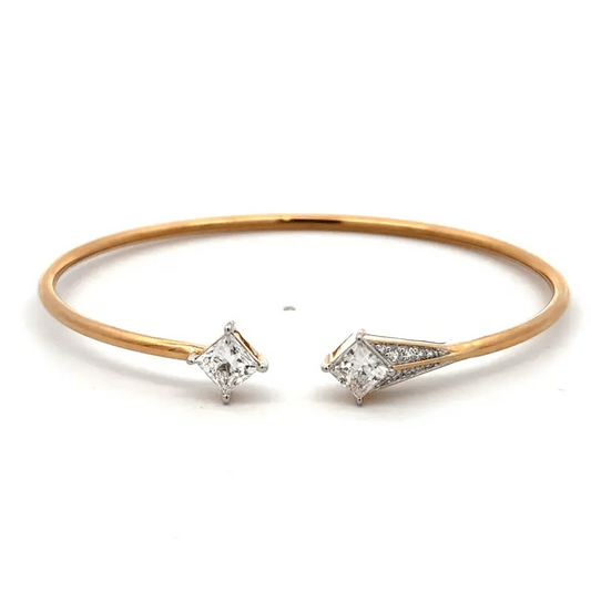 Lab-Grown Diamond Princess Cluster Bangle In 14k Gold IGI Certified