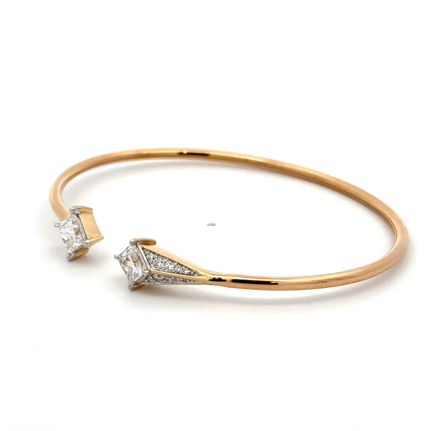 Lab-Grown Diamond Princess Cluster Bangle In 14k Gold IGI Certified