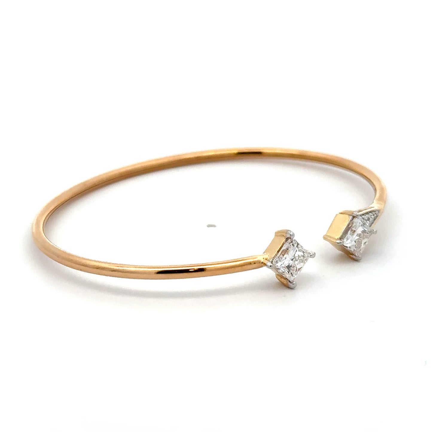Lab-Grown Diamond Princess Cluster Bangle In 14k Gold IGI Certified