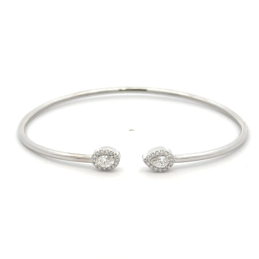 Pear & Oval Lab-Grown Diamond IGI Certified Cuff Bracelet In 14K White Gold