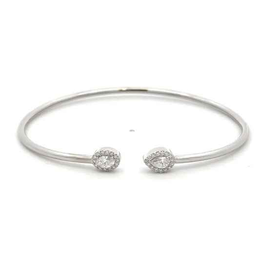 Pear & Oval Lab-Grown Diamond IGI Certified Cuff Bracelet In 14K White Gold