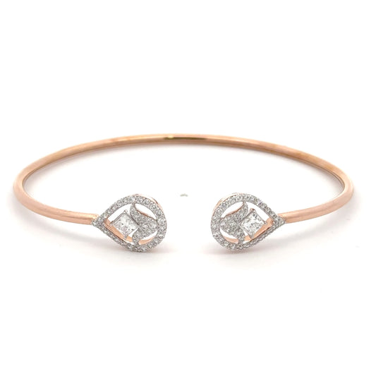 Lab-Grown Princess Diamond IGI Certified Cuff Bracelet In 14K Rose Gold