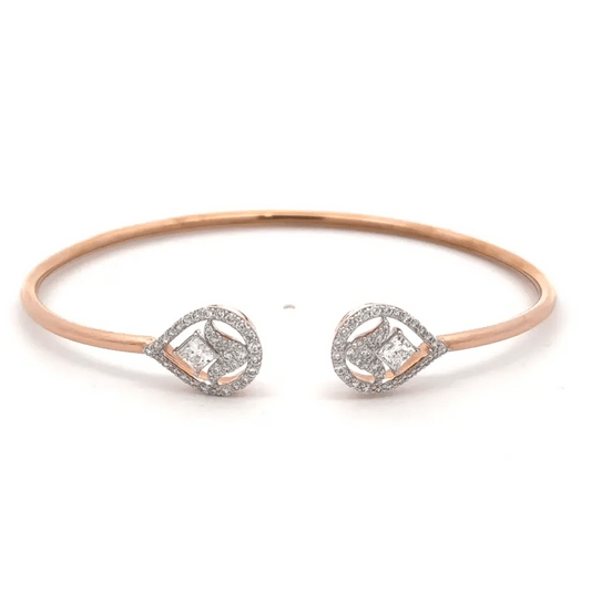Lab-Grown Princess Diamond IGI Certified Cuff Bracelet In 14K Rose Gold
