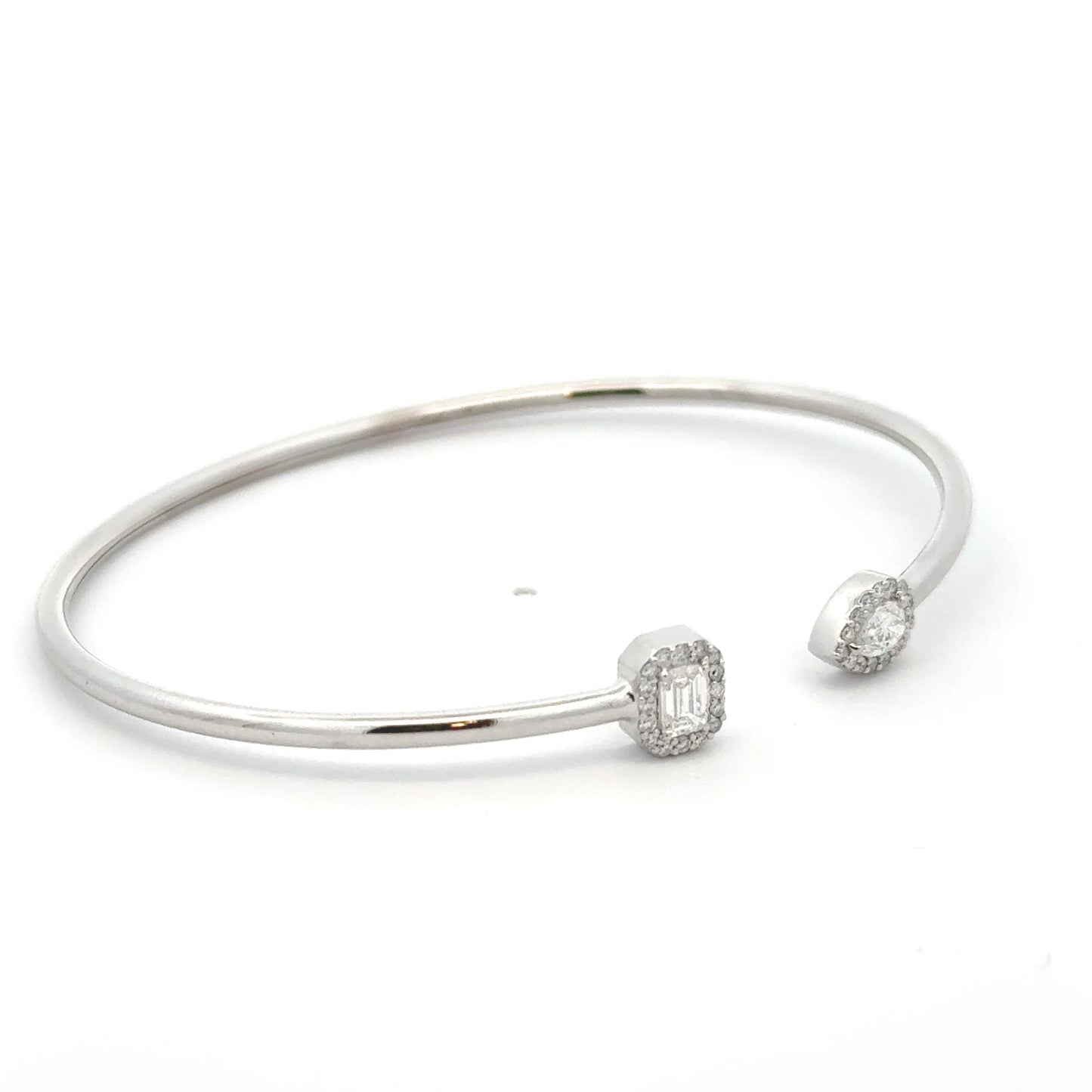 Lab-Grown Pear & Emerald Diamond 14K White Gold IGI Certified Cuff Bracelet