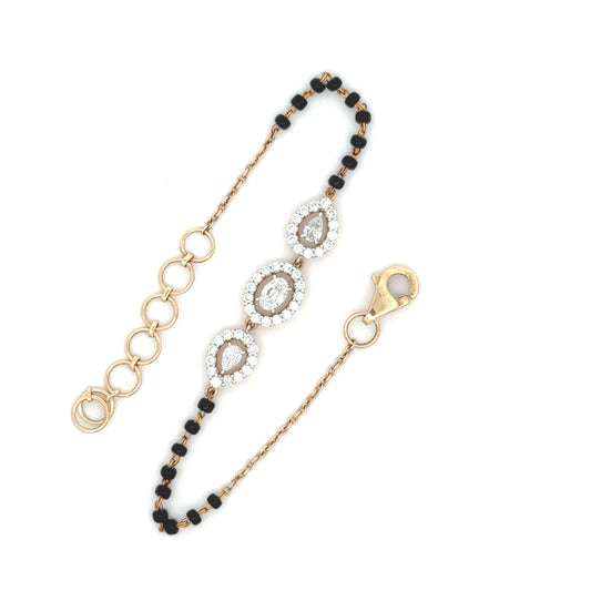 Pear Halo lab Diamond Mangalsutra Bracelet in in 14k Gold