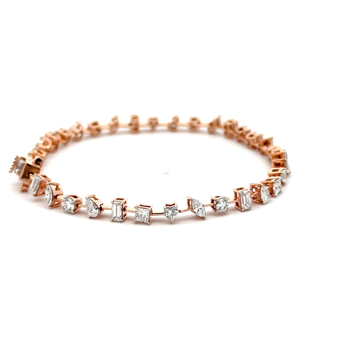 Multi Shape Lab Grown Diamond Bracelet in 14K Gold