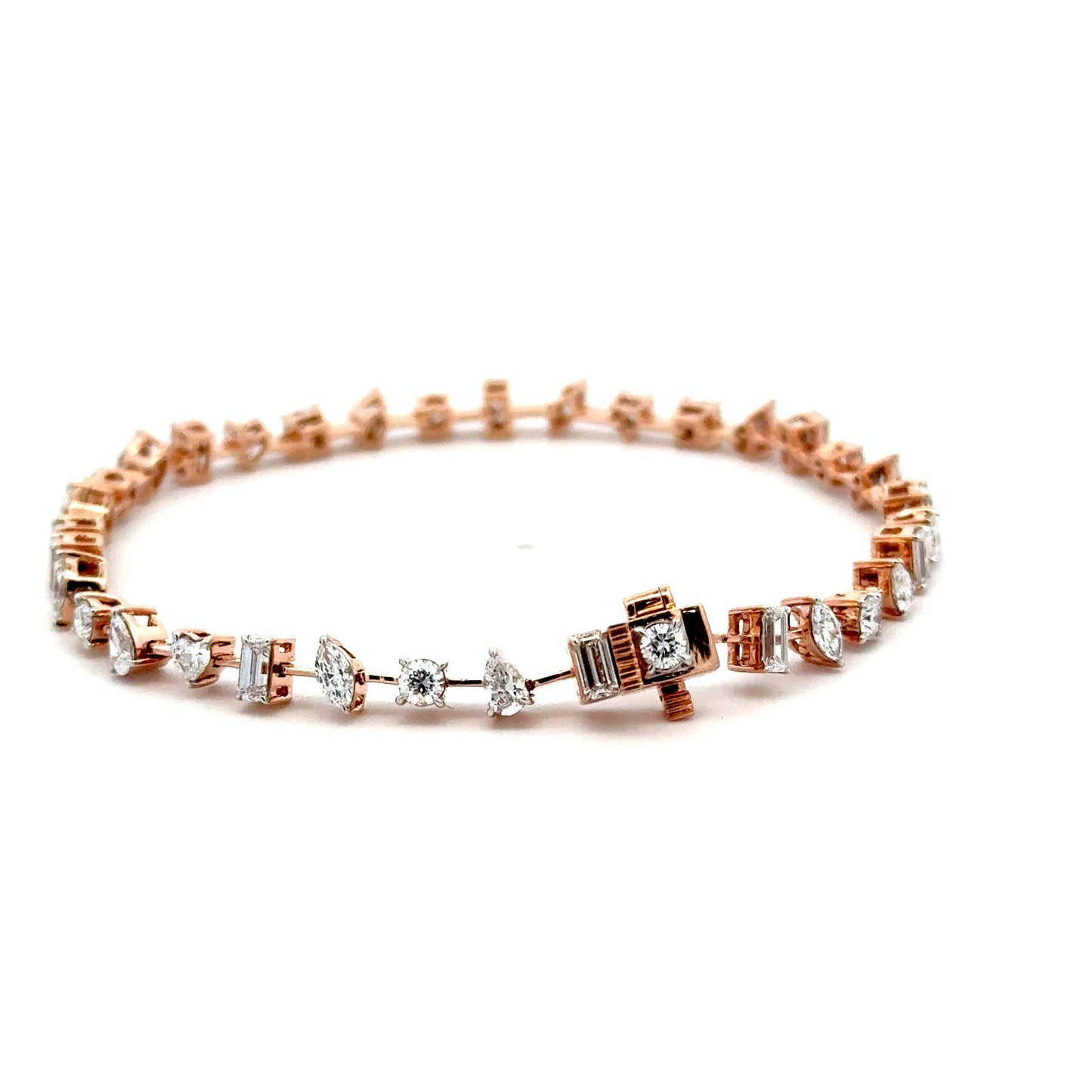 Multi Shape Lab Grown Diamond Bracelet in 14K Gold