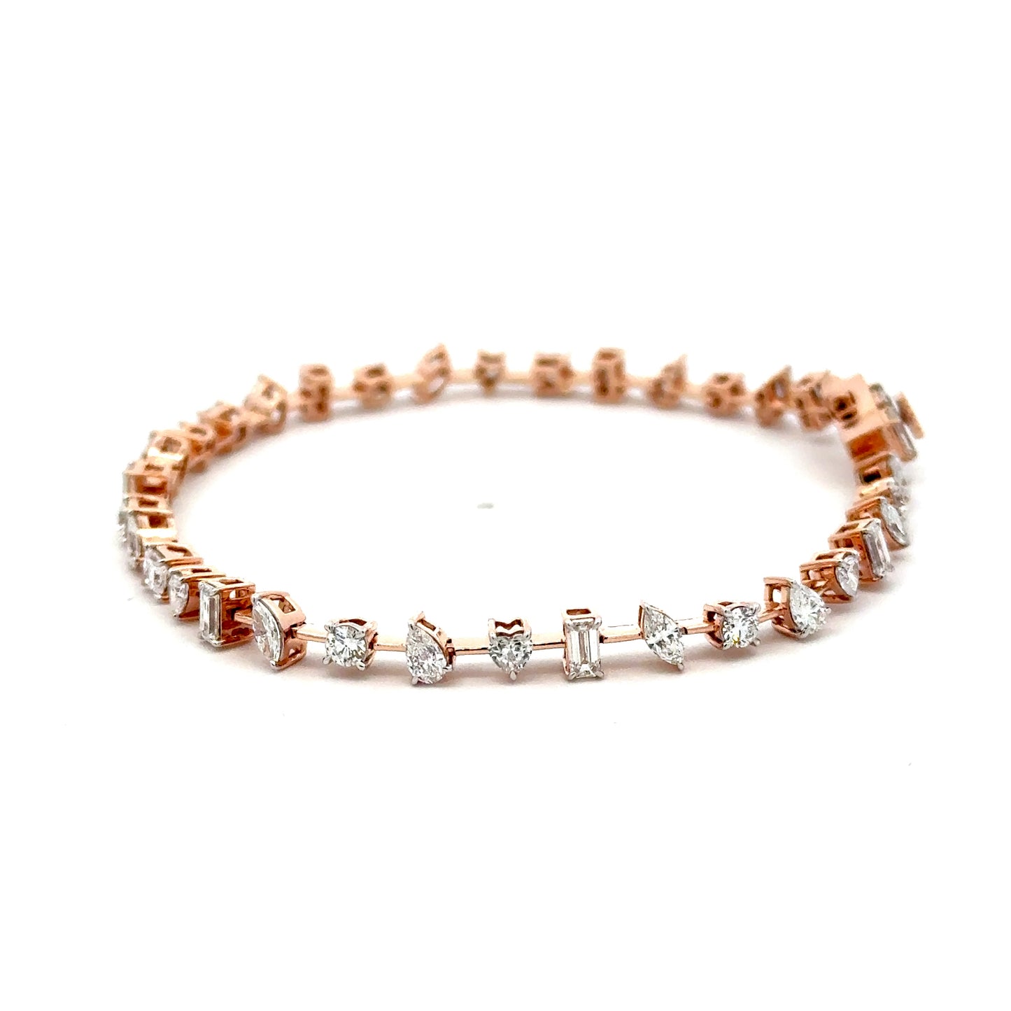 Multi Shape Lab Grown Diamond Bracelet in 14K Gold