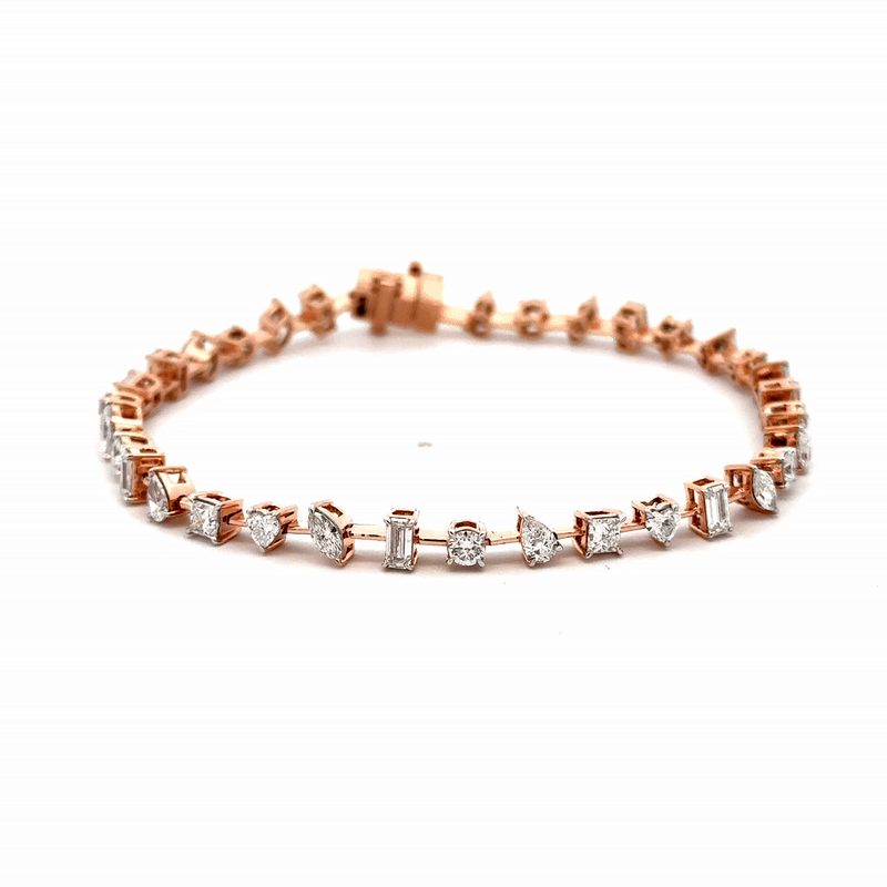 Multi Shape Lab Grown Diamond Bracelet in 14K Gold
