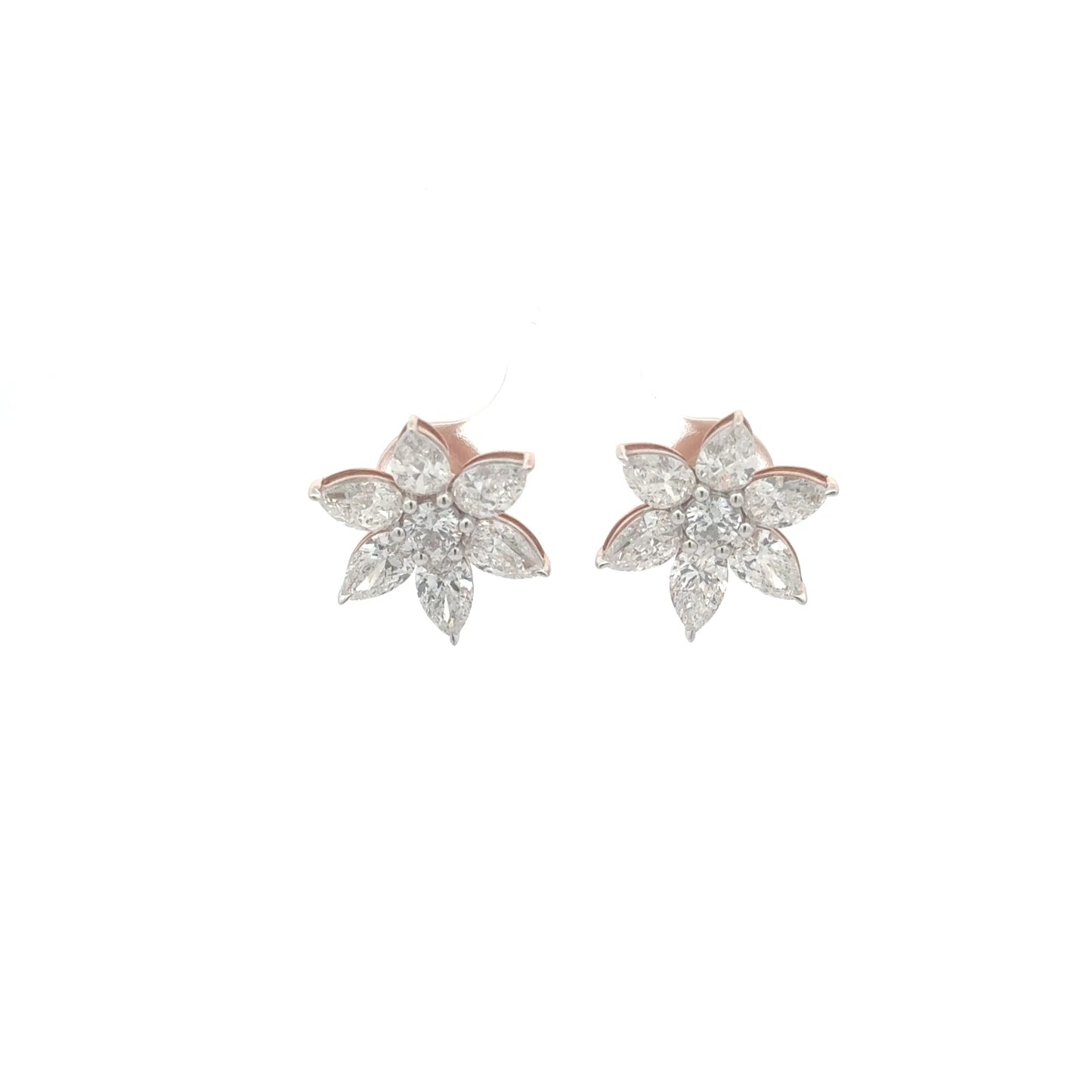 Round and Pear Lab-Grown Diamond Stud Earrings In 14k Gold