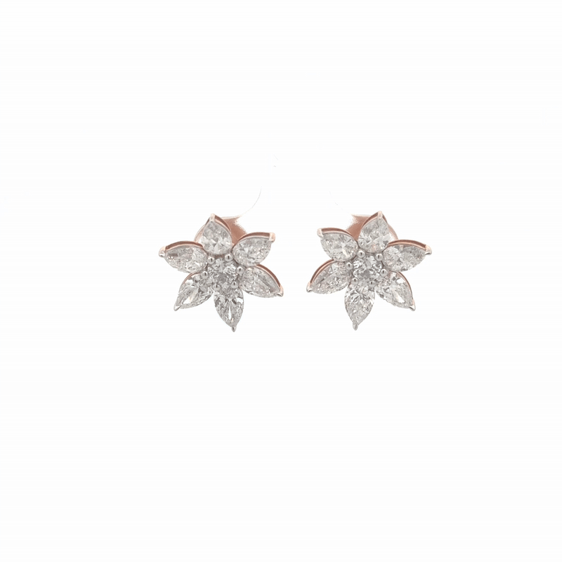 Round and Pear Lab-Grown Diamond Stud Earrings In 14k Gold