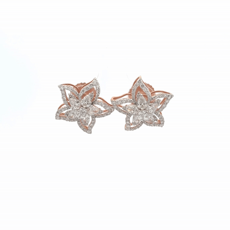 Floral Bloom Lab-Grown Diamond Stud Earrings In 14k Gold