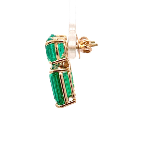 Colombian Emerald Stud Earrings In 14k Gold