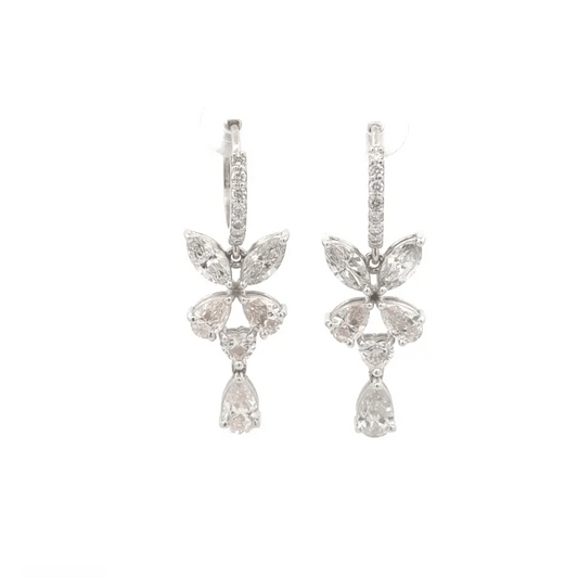 Luxury Lab-Grown Diamond Drop Earrings | 14K Gold Floral Dangle Jewelry