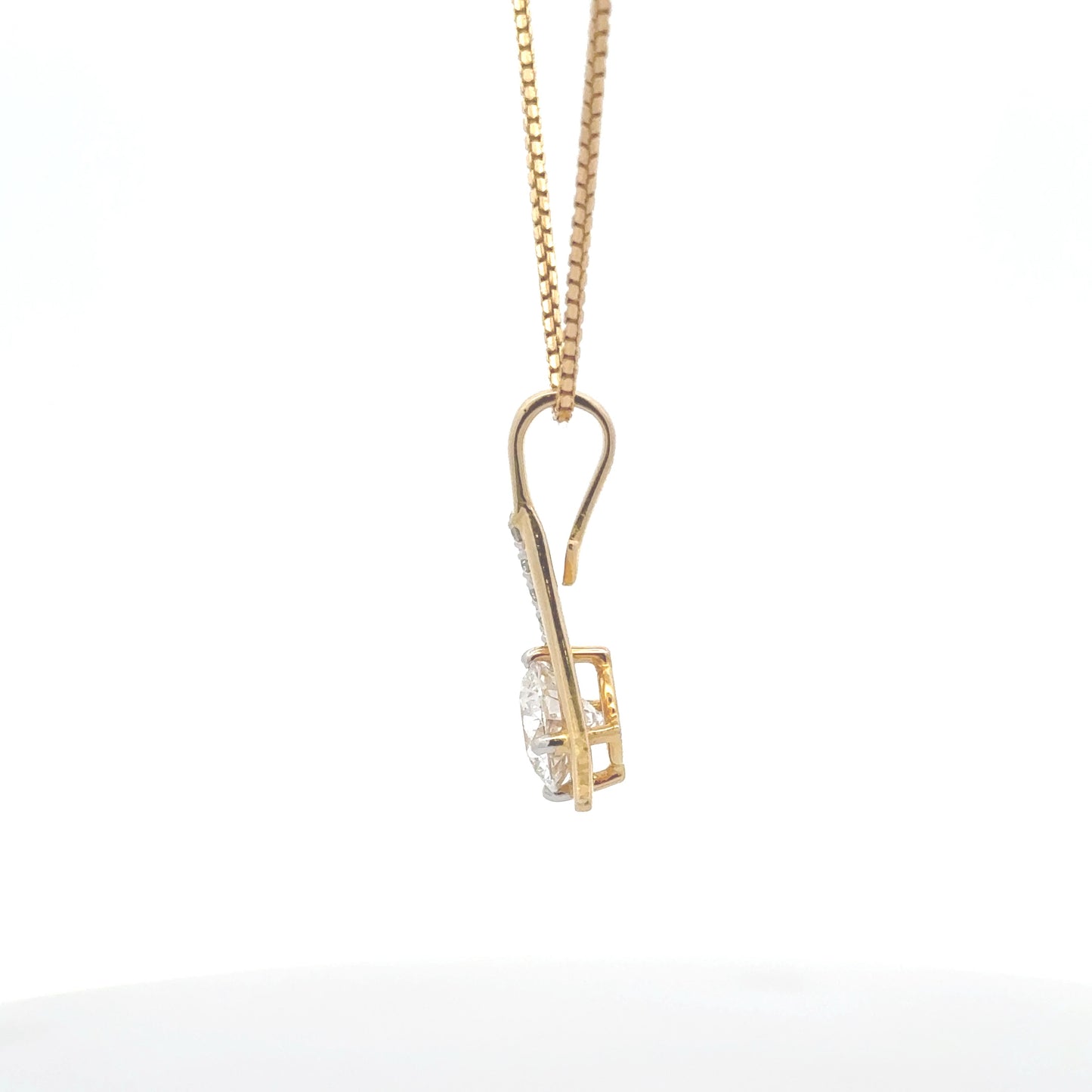 Dual Tone Round Lab Diamond Pendant In 14k Gold