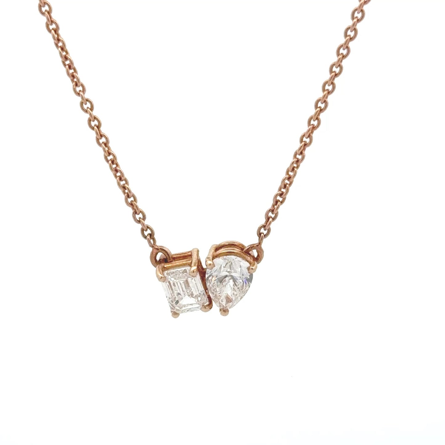 Emerald And Pear Lab-Grown Diamond Pendant In 14k Gold