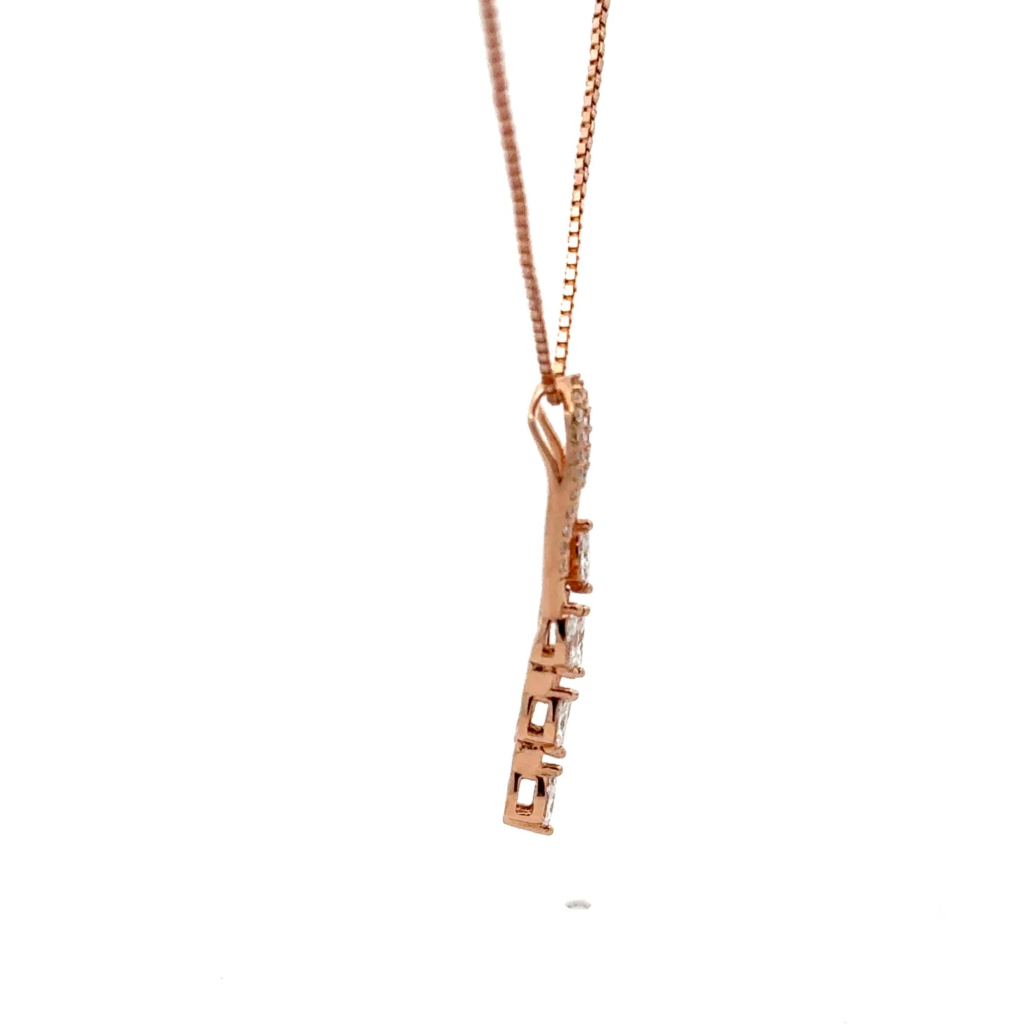 Lab-Grown Diamond Arch Drop Pendant In 14k Gold With Chain
