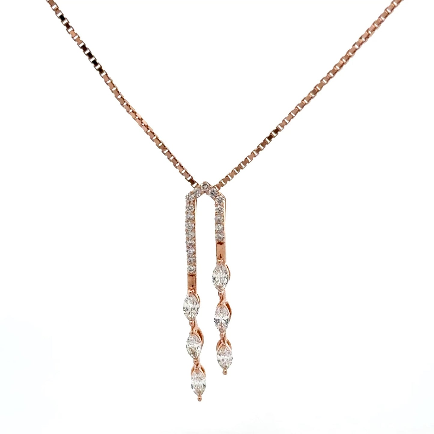 Lab-Grown Diamond Arch Drop Pendant In 14k Gold With Chain