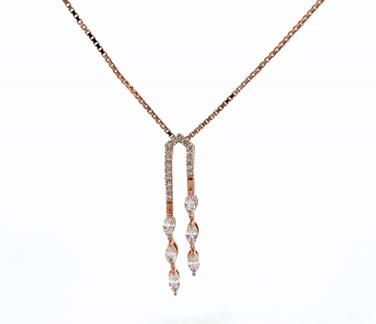 Lab-Grown Diamond Arch Drop Pendant In 14k Gold With Chain