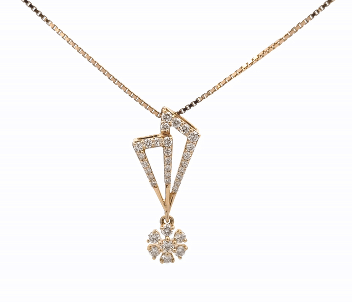 Geometric Flower Lab Grown Diamond Pendant 14k Gold