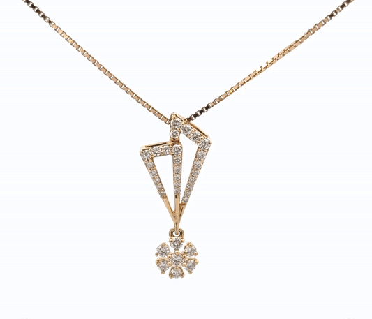 Geometric Flower Lab Grown Diamond Pendant 14k Gold