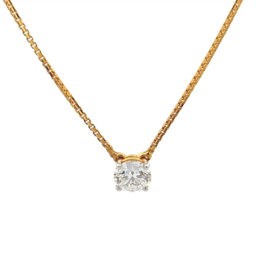 Solitaire Round Cut Lab-Grown Diamond Pendant In 14k Gold