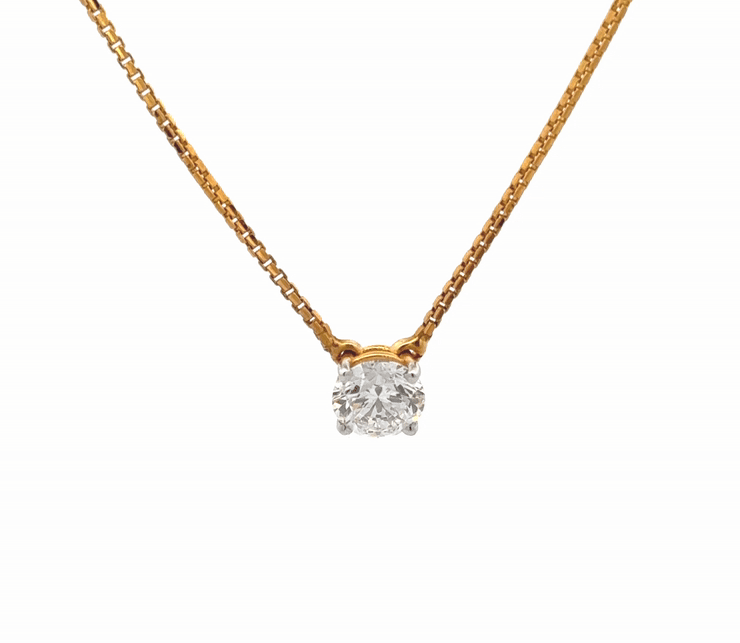 Solitaire Round Cut Lab-Grown Diamond Pendant In 14k Gold