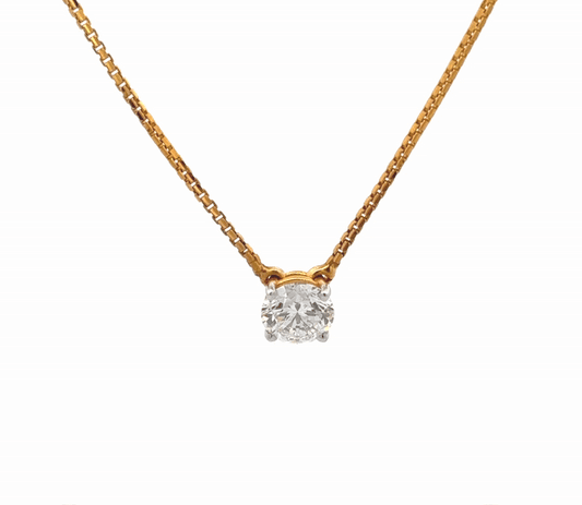 Solitaire Round Cut Lab-Grown Diamond Pendant In 14k Gold