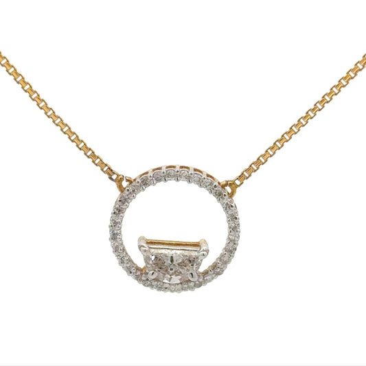 Circle Lab-grown Diamond Pendant In 14k Gold With Chain