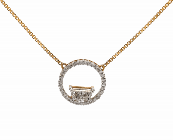 Circle Lab-grown Diamond Pendant In 14k Gold With Chain