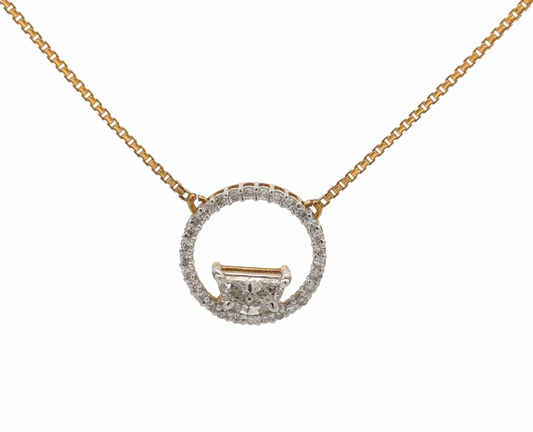 Circle Lab-grown Diamond Pendant In 14k Gold With Chain