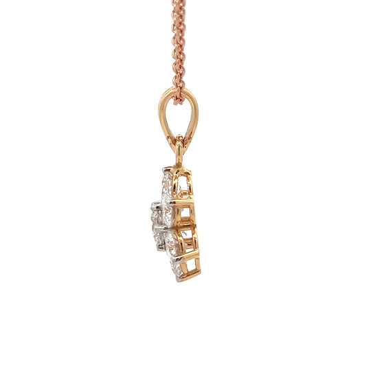 Floral Shaped Lab Grown Diamond In 14k Gold Pendant Without Chain