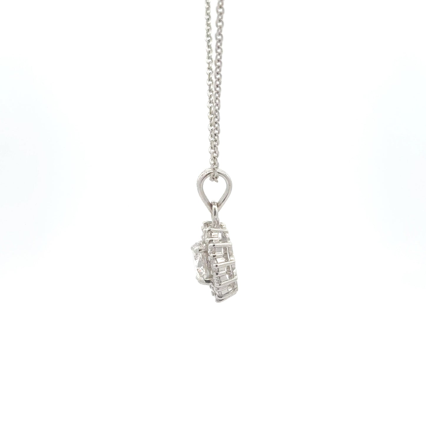 Classic Round Cluster Lab-Grown Diamond Pendant in White Gold