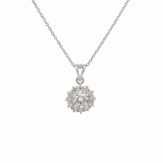 Classic Round Cluster Lab-Grown Diamond Pendant in White Gold