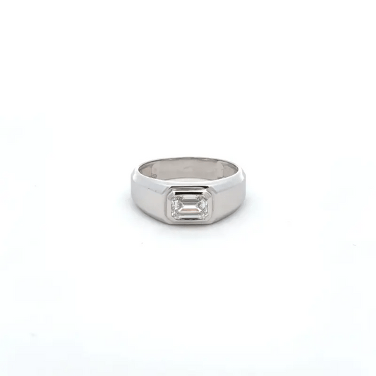 Modern Men’s Lab Grown Diamond Ring in 14K White Gold