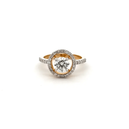 Elegant Round Halo Lab Grown Diamond Engagement Ring 14K Gold