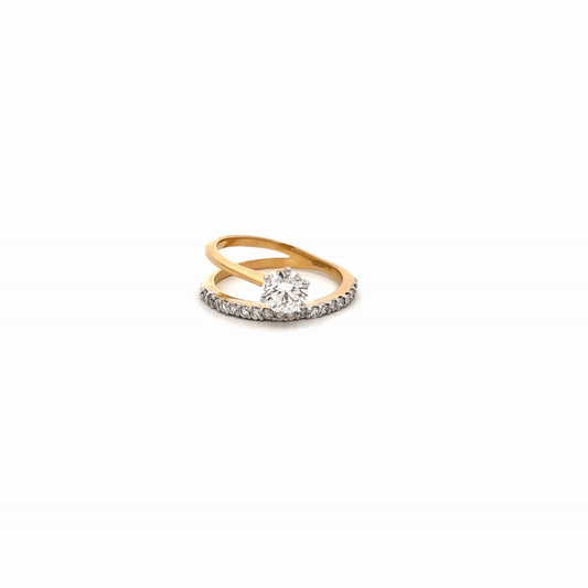 Lab Grown Round Brilliant Diamond Open Ring In 14k Gold