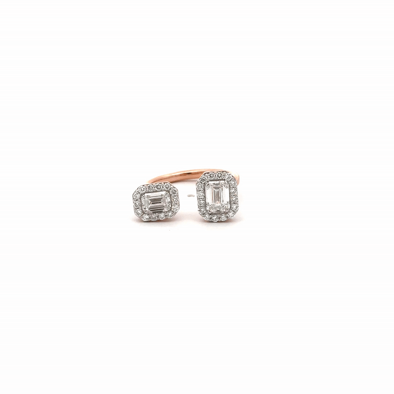 LGD Emerald Cut Open Cuff Ring In 14k GOLD